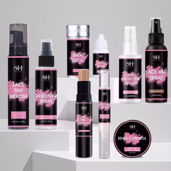 Private Label Waterproof Lace Hair Products With Custom Packaging Lace Glue Tint Spray Wig Install Kit Hair Extension Tools