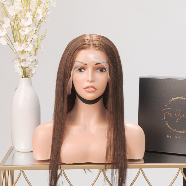 Luxuren – 20 Inch Dark Brown Straight Wig with Lace Front - Image 3
